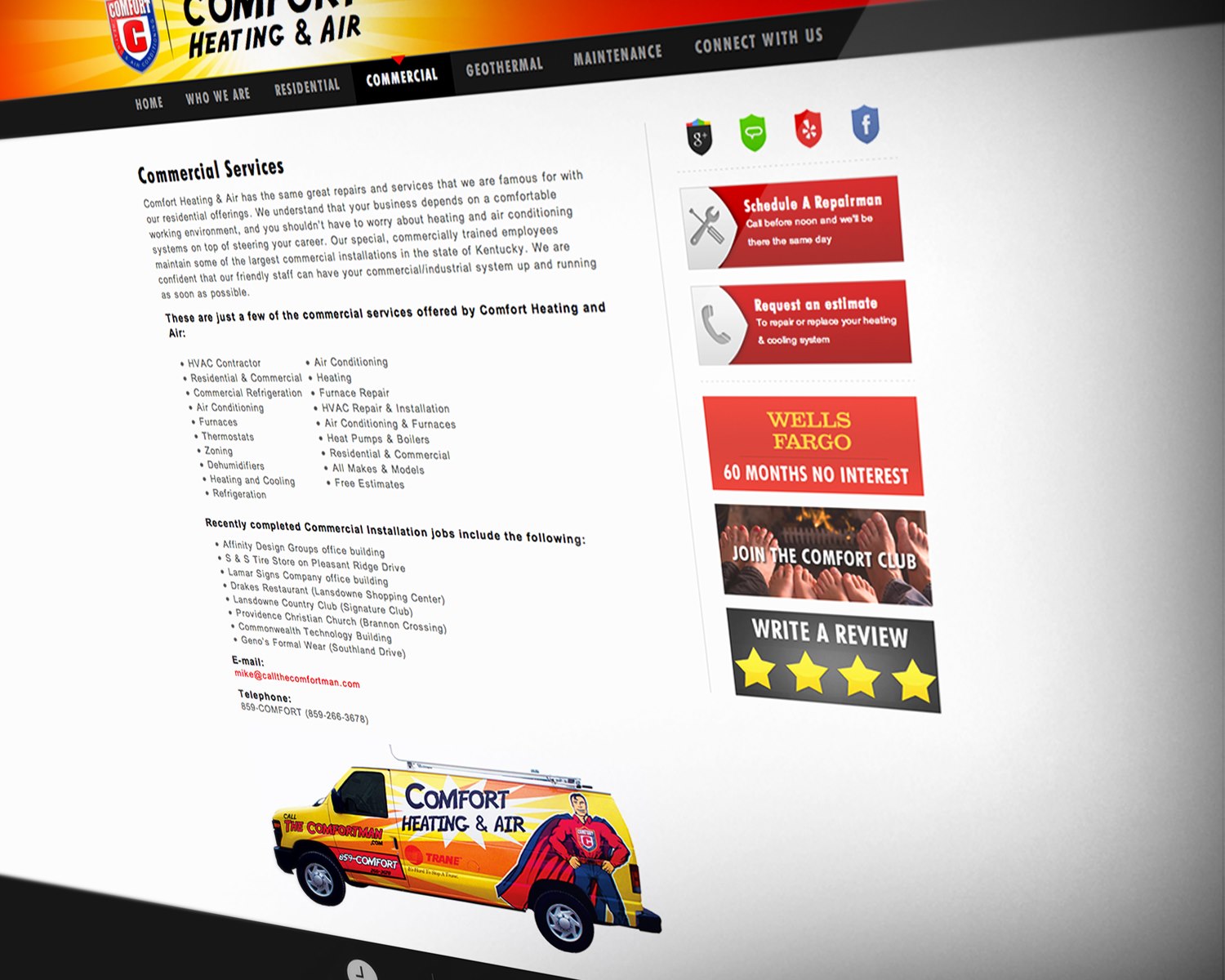 Website Design for Lexington's Comfort Heating and Air